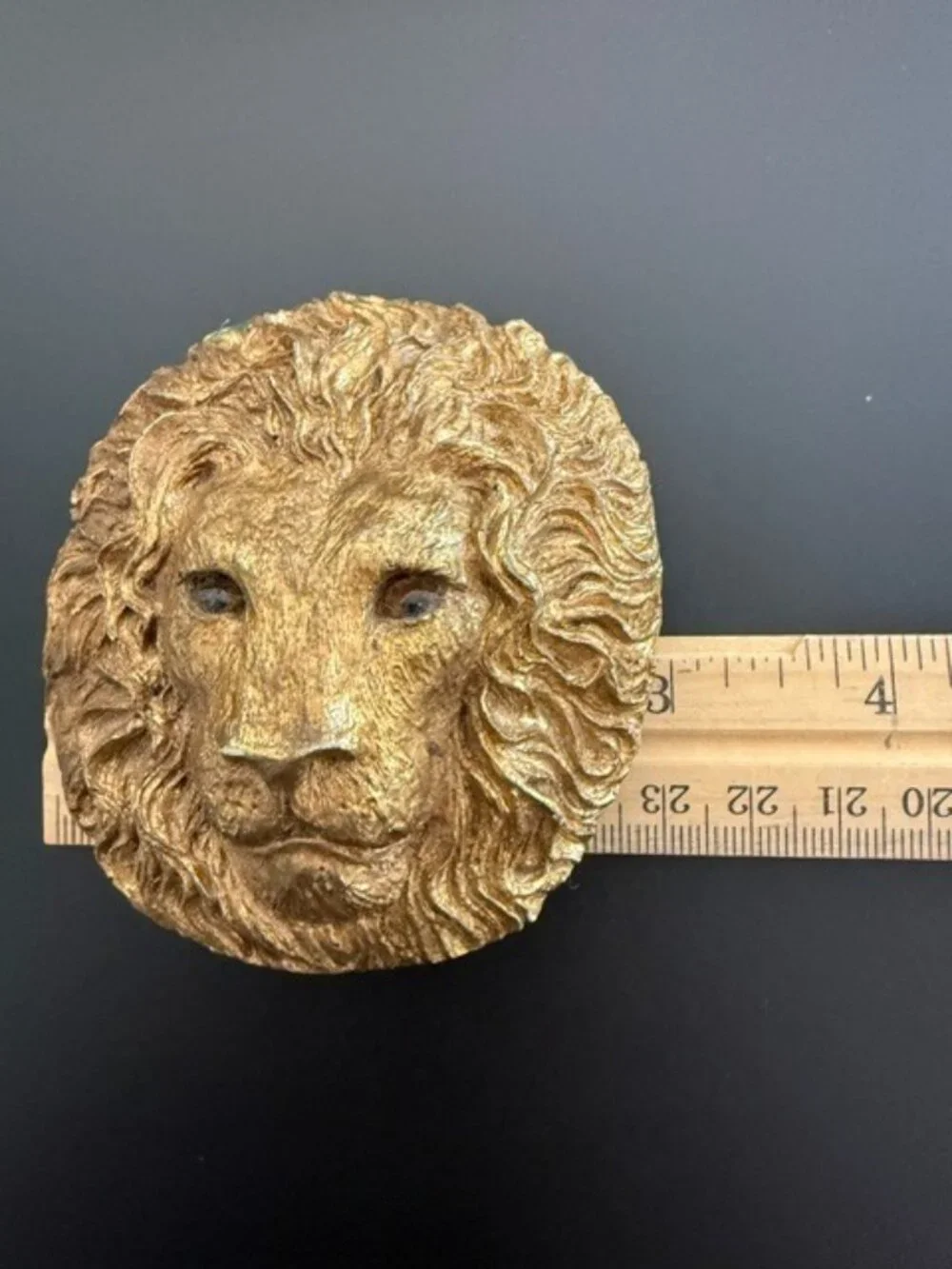 Vintage Charmant Belt Buckle Lion Face Beverly Hills Glass Eyes Wall Plaque Gold